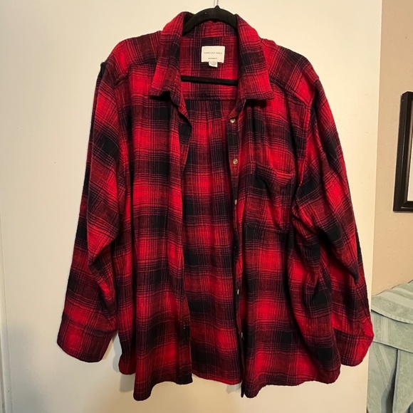 Red American Eagle Button Down Flannel - Picture 1 of 5